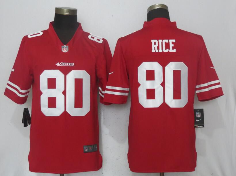 Men San Francisco 49ers #80 Rice Red Vapor Untouchable Limited Player Nike NFL Jerseys